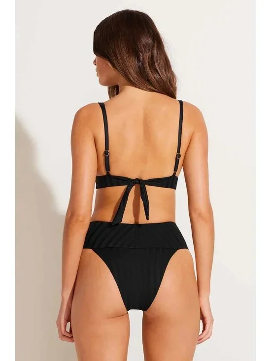 Vitamin A Rossi Halter Underwire Bikini Top in Black Small Womens Swimsuit